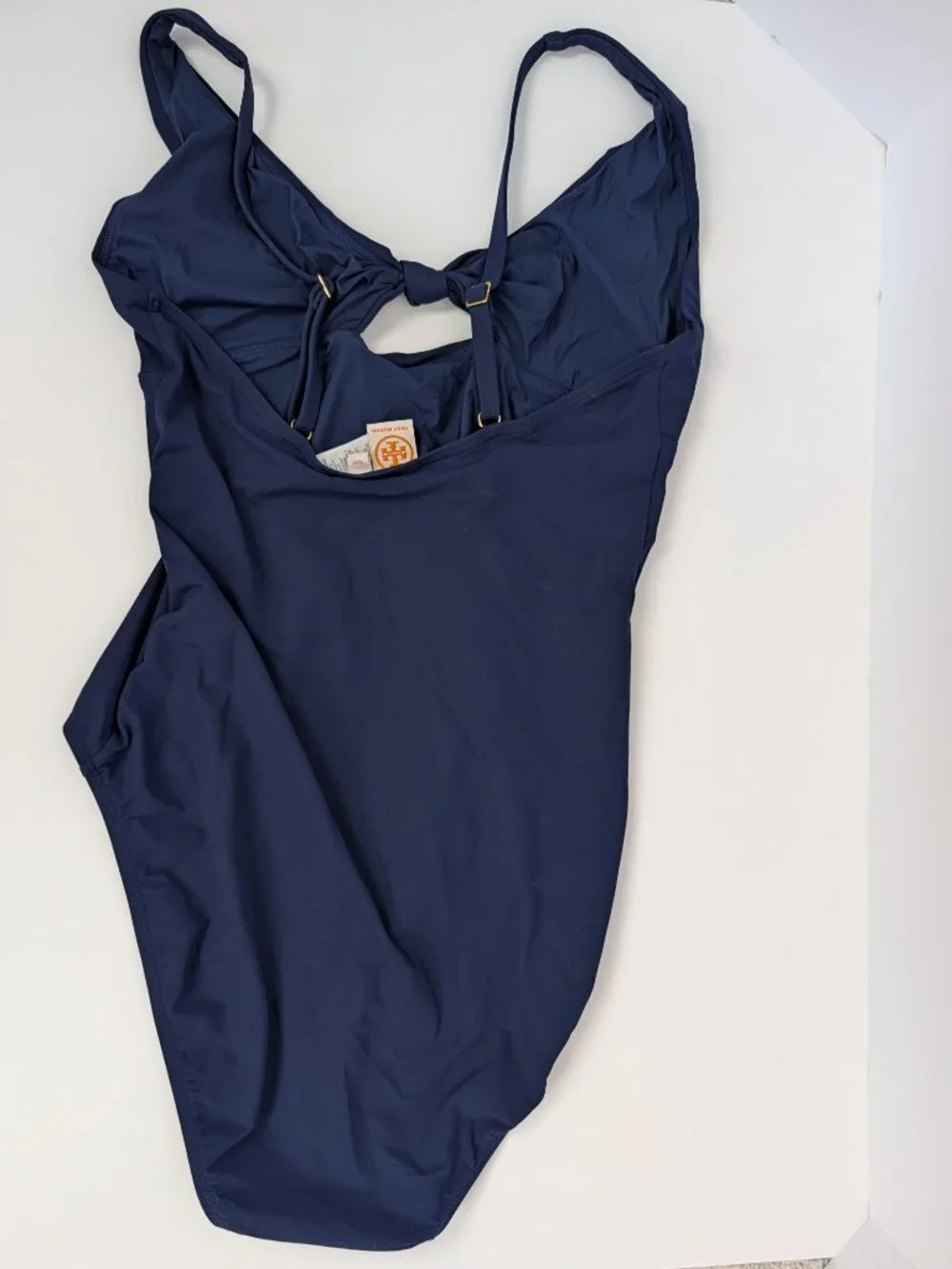 Tory Burch Palma Navy Knotted Cutout One-Piece Swimsuit Size M